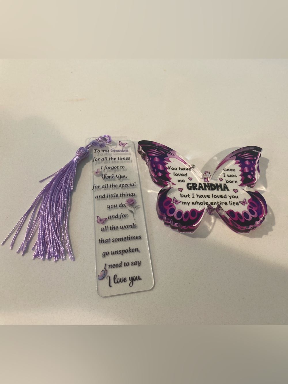 Purple Butterfly Acrylic Bookmark with Tassel